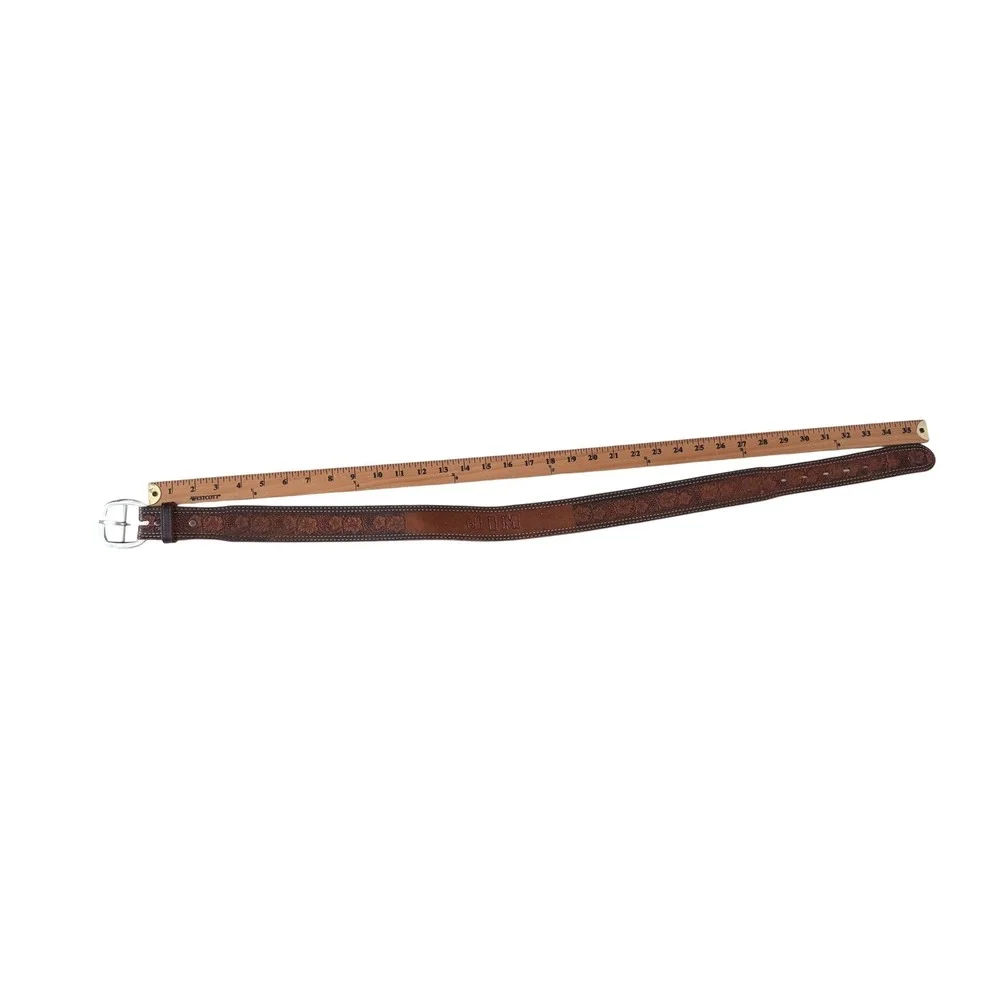 Southwest Tanning Mens Brown Tooled Leather Western Belt Size 32 JIM Rustic